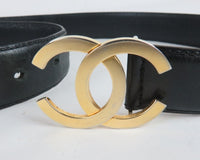 Chanel Calf Leather CC Logo Black Waist Belt - Undothedone