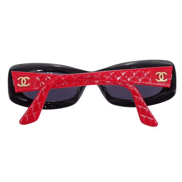 Chanel Gold CC Logo Quilted Black Cherry Red Sunglasses 5006