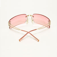 Chanel Pink Tinted Gold CC Logo Rimless Sunglasses - Undothedone