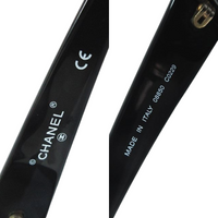 Chanel Black Gold CC Logo Blue Tinted Sunglasses 08850