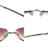 Chanel Rhinestone Rose Red Tinted Silver Sunglasses 4017-D