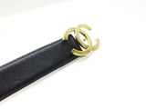 Chanel Calf Leather Gold CC Logo Black Waist Belt - Undothedone