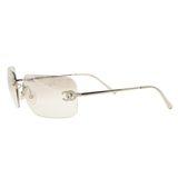 Chanel CC Logo Rhinestone Clear Transparent Silver Sunglasses 4017-D