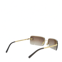 Chanel CC Logo Gold Brown Tinted Rhinestone Sunglasses 4104-B