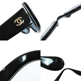 Chanel Black Gold CC Logo Blue Tinted Sunglasses 08850