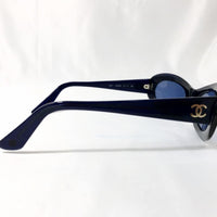 Chanel Gold CC Logo Blue Tinted Oval Sunglasses 5007