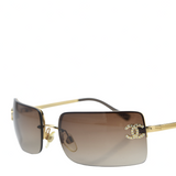 Chanel CC Logo Gold Brown Tinted Rhinestone Sunglasses 4104-B