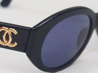 Chanel Blue Tinted CC Gold Logo Sunglasses - Undothedone