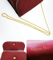 Christian Dior Bordexaux Red Monogram Ladies Chain Hand Bag - Undothedone