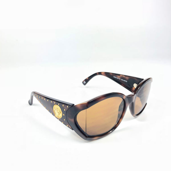 Gianni Versace Vintage MOD 495 Gold Medusa Tortoise Brown Sunglasses - Undothedone