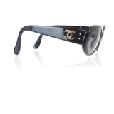 Chanel Gold CC Logo Oval Black Sunglasses 05974