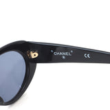 Chanel Gold CC Logo Oval Black Sunglasses 05974