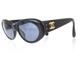 Chanel Gold CC Logo Oval Black Sunglasses 05974