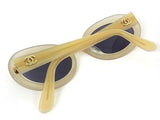 Chanel Cream Gold CC Logo Kurt Cobain Sunglasses - Undothedone