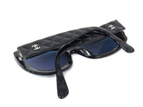 Chanel 5094 Black Blue Tinted Silver CC Logo Sunglasses - Undothedone