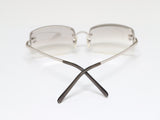 Chanel CC Logo Silver Clear Rimless Rhinestone Sunglasses - Undothedone