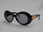 Gianni Versace Black Gold Medusa Rhinestone Oval Sunglasses MOD.418