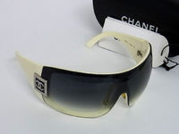 Chanel Swarovski CC Logo White Blue Tinted Sunglasses