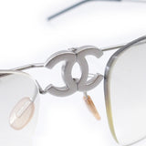 Chanel CC Logo Folding Silver Gray Sunglasses