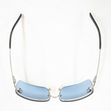 Chanel CC Logo Silver Blue Tinted Rhinestone Sunglasses 4104-B