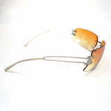 Chanel Rhinestone Orange Tinted Gold CC Logo Rimless Sunglasses