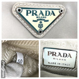 Prada Silver Gray Logo Shoulder Bag