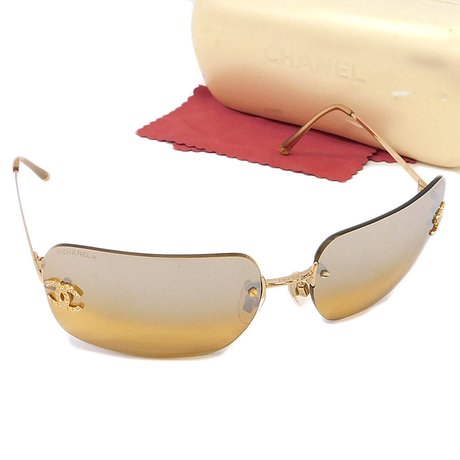 Chanel Rhinestone Gold Orange Tinted Sunglasses 4017-D – Undothedone