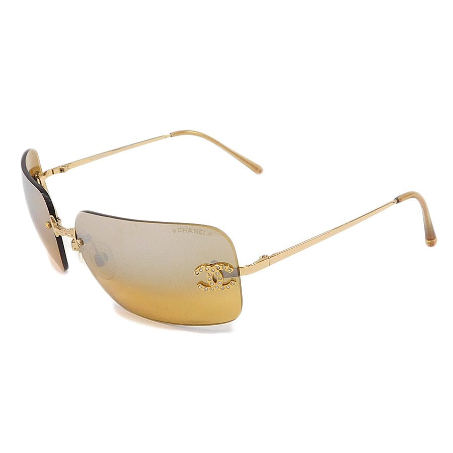 Vintage Chanel 2000s CC Mark Rhinestone Rimless Sunglasses