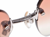 Chanel CC Logo Silver Salmon Pink Tinted Rhinestone Sunglasses - Undothedone