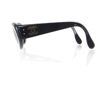 Chanel Gold CC Logo Oval Black Sunglasses 05974