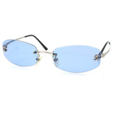 Chanel Blue Tinted Silver CC Logo Rimless Sunglasses 4002 - Undothedone