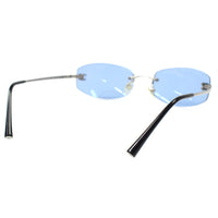 Chanel Blue Tinted Silver CC Logo Rimless Sunglasses 4002 - Undothedone