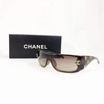 Chanel Rhinestone CC Logo Tortoise Brown Tinted Sunglasses