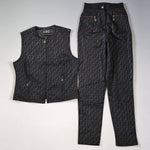 Fendi FF Logo Zucca Black Vest Pants Set - Undothedone