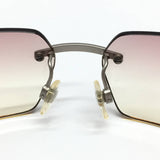 Chanel Rhinestone Pink Tinted Gold CC Logo Rimless Sunglasses