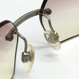 Chanel Rhinestone Pink Tinted Gold CC Logo Rimless Sunglasses