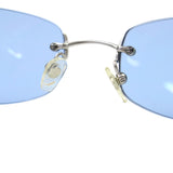 Chanel Blue Tinted Silver CC Logo Rimless Sunglasses 4002 - Undothedone