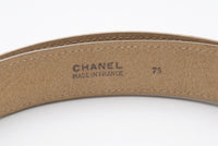 Chanel Calf Leather Gold CC Logo Beige Waist Belt - Undothedone