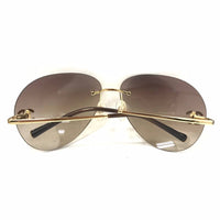 Chanel CC Logo Aviator Rhinestone Brown Tinted Gold Sunglasses - Undothedone