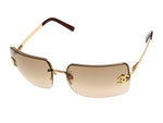 Chanel Rhinestone CC Logo Light Brown Tinted Gold Sunglasses - Undothedone