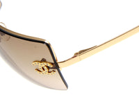 Chanel Rhinestone CC Logo Light Brown Tinted Gold Sunglasses - Undothedone