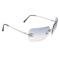 Chanel CC Logo Silver Blue Tinted Rhinestone Sunglasses 4017 - Undothedone