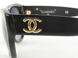 Chanel Gold CC Logo Black Blue Tinted Wayfarer sunglasses - Undothedone