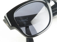 Chanel Gold CC Logo Black Blue Tinted Wayfarer sunglasses - Undothedone