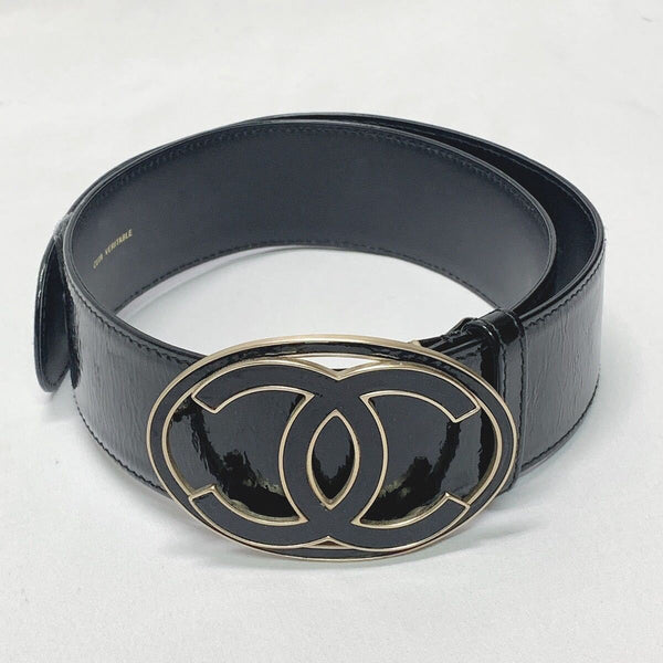 Chanel Leather Gold CC Logo Black Waist Belt - Undothedone