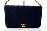 Chanel Dark Navy Blue Quilted Gold CC Logo Chain Flap Bag - Undothedone