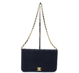 Chanel Dark Navy Blue Quilted Gold CC Logo Chain Flap Bag - Undothedone