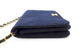 Chanel Dark Navy Blue Quilted Gold CC Logo Chain Flap Bag - Undothedone