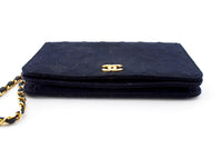 Chanel Dark Navy Blue Quilted Gold CC Logo Chain Flap Bag - Undothedone