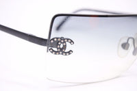 Chanel CC Logo Black Tinted Rhinestone Sunglasses - Undothedone
